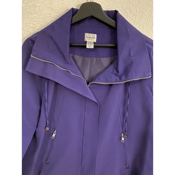 Chico's Jacket 1 (M-8) Purple Full Zip Lightweight Coat, Colorful, Coastal - Picture 4 of 9